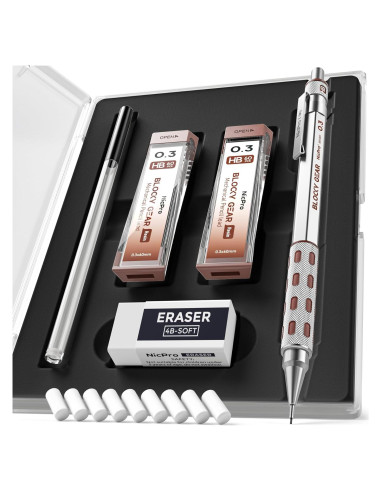 Conjunto de Lápices Mecánicos Nicpro Blocky Gear 0.3mm en Estuche