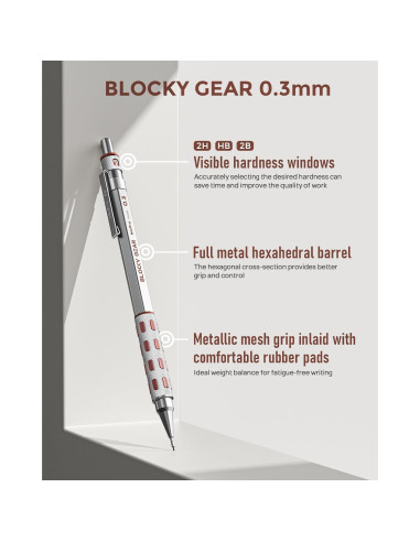 Conjunto de Lápices Mecánicos Nicpro Blocky Gear 0.3mm en Estuche