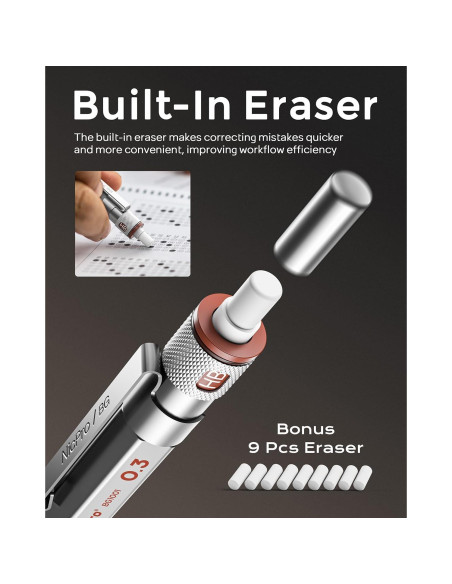 Conjunto de Lápices Mecánicos Nicpro Blocky Gear 0.3mm en Estuche