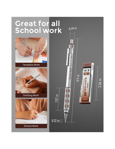 Conjunto de Lápices Mecánicos Nicpro Blocky Gear 0.3mm en Estuche