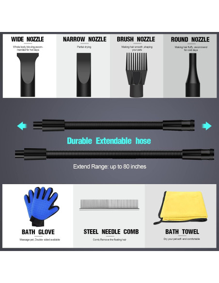 Secador de Perros HooHcc 4.5HP Ajustable 600W-3400W Negro