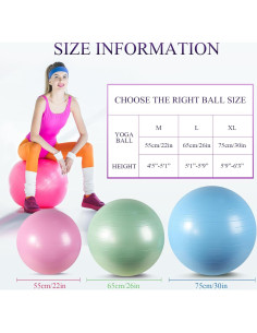 Pelotas de Ejercicio Inflables Honoson 3 Pcs 55/65/75 cm PVC 2