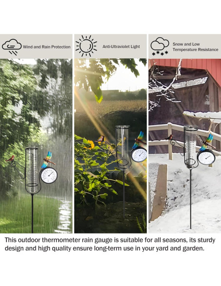 Pluviómetro Exterior Senflame con Termómetro y Estaca Decorativa