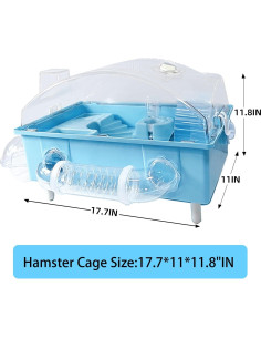 Jaula para Hámster Enano Tfwadmx, Acrílico Azul 45x28x30 cm 2