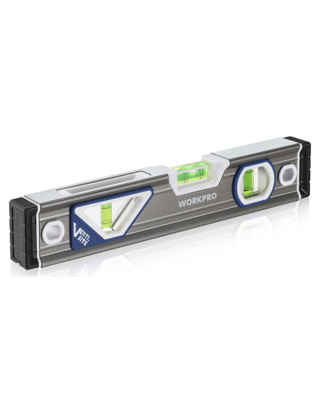 Nivel Torpedo WORKPRO 25.4 cm Aluminio 3 Viales Burbuja
