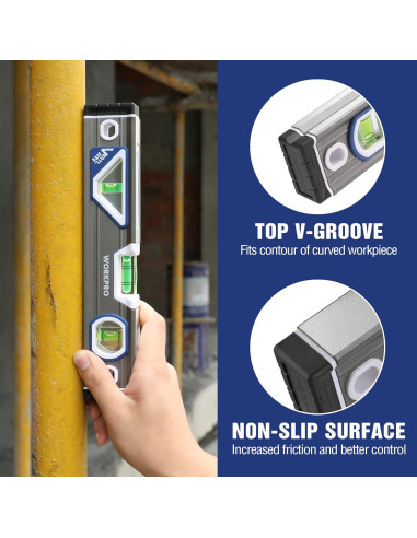 Nivel Torpedo WORKPRO 25.4 cm Aluminio 3 Viales Burbuja