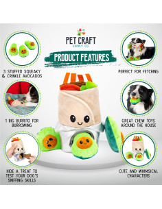 Juguete de Peluche Interactivo Pet Craft Supply Burrito 4 Piezas 2