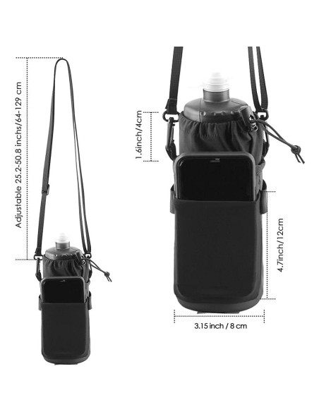 Soporte Aislado para Botella de Agua WOTOW con Correa - Negro