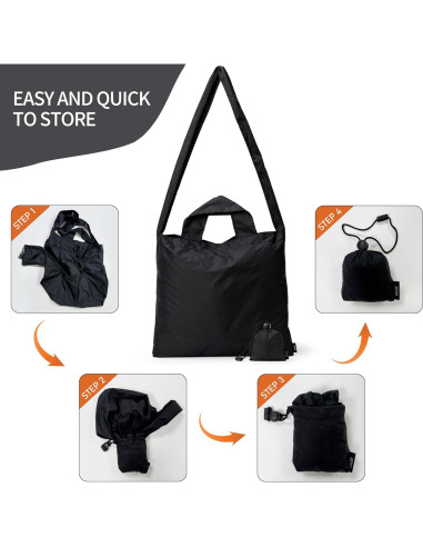 Bolsa de Compras Plegable KALIDI Negra Reutilizable 27.2 kg