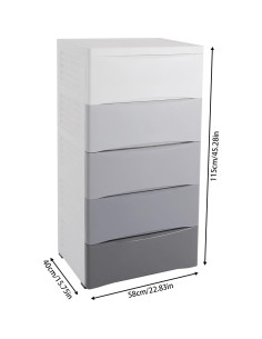 Armario de Almacenamiento HOLMZCED 5 Niveles con Ruedas Gris 2