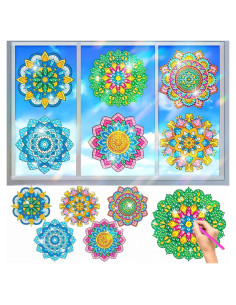 Kit de Arte de Diamante ACSAUMMY 6 Piezas Mandala para Ventanas