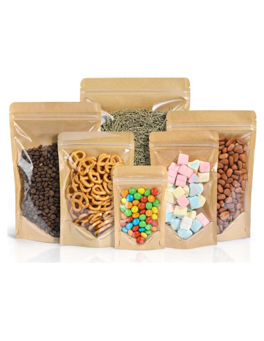 Bolsas de Pie Reutilizables FireKylin 100 Pcs 8.9x14 cm Kraft