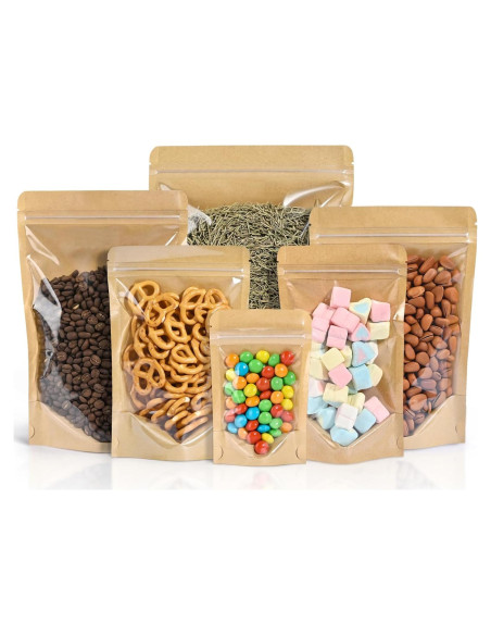 Bolsas de Pie Reutilizables FireKylin 100 Pcs 8.9x14 cm Kraft