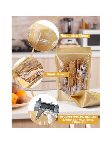 Bolsas de Pie Reutilizables FireKylin 100 Pcs 8.9x14 cm Kraft