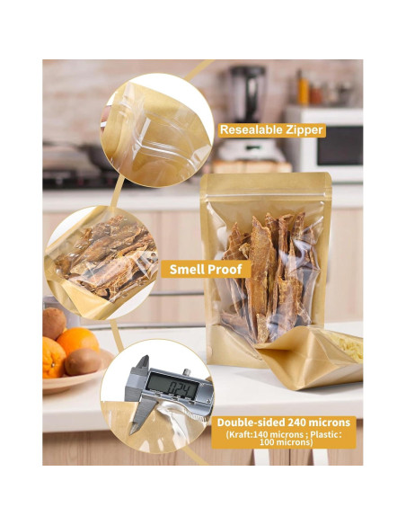 Bolsas de Pie Reutilizables FireKylin 100 Pcs 8.9x14 cm Kraft