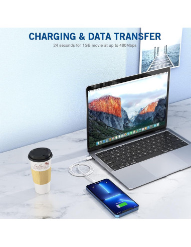 Cargador Rápido 20W USB-C MFi para iPhone con Cable 1m