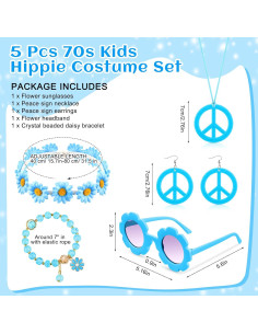 Accesorios de Disfraz Hippie Tondiamo para Niños 5 Pcs 2