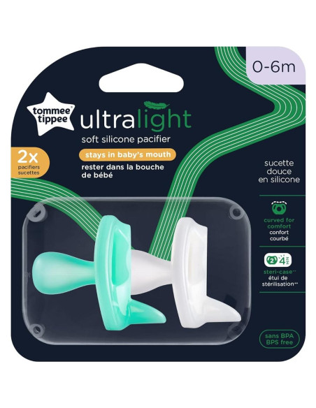 Chupete de Silicona Tommee Tippee 0-6 Meses Azul/Blanco - 2 Piezas