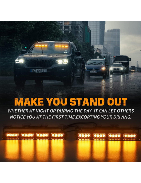 Luces Estroboscópicas de Emergencia XRIDONSEN Ámbar 2x35.56cm