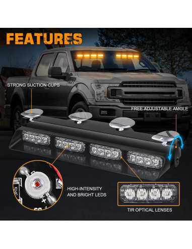Luces Estroboscópicas de Emergencia XRIDONSEN Ámbar 2x35.56cm
