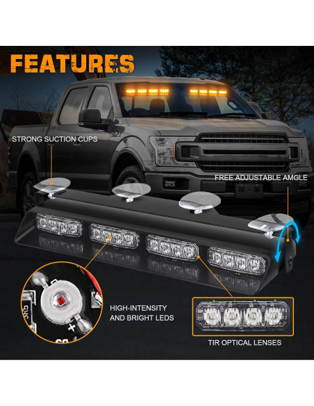 Luces Estroboscópicas de Emergencia XRIDONSEN Ámbar 2x35.56cm