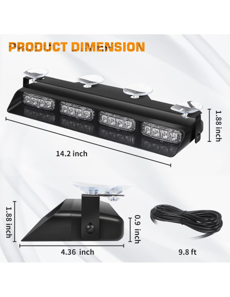 Luces Estroboscópicas de Emergencia XRIDONSEN Ámbar 2x35.56cm