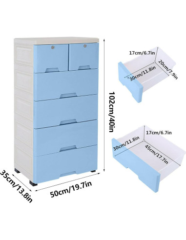 Torre de Almacenamiento DYRABREST 6 Cajones Azul 50x35x102cm