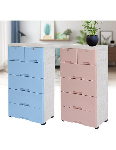 Torre de Almacenamiento DYRABREST 6 Cajones Azul 50x35x102cm