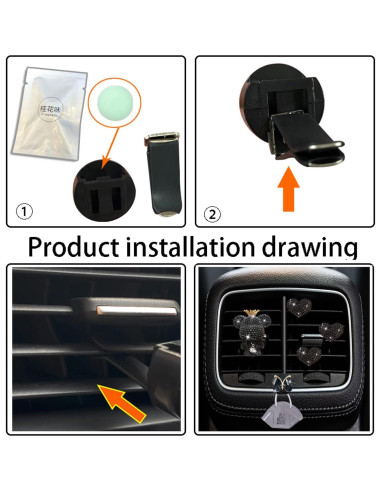 Clips Ambientadores de Auto Jowxsx Corazón y Mariposa 4 Pcs