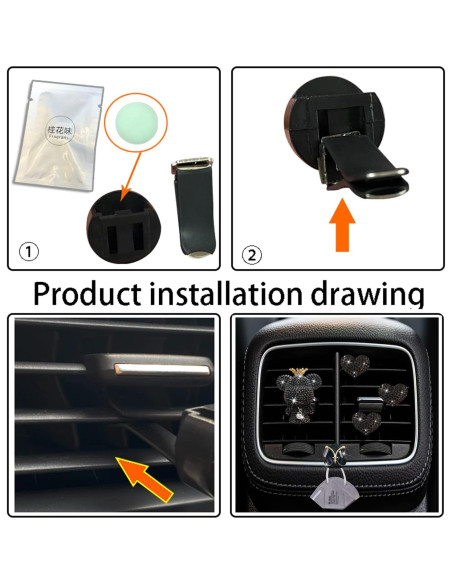 Clips Ambientadores de Auto Jowxsx Corazón y Mariposa 4 Pcs