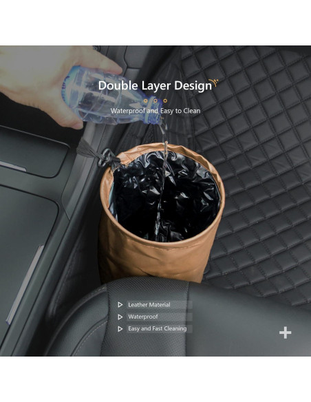 Basurero de Coche Ottdien Plegable Impermeable Beige 16x16x20cm