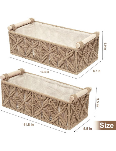 Cesta de Almacenamiento Boho HOSROOME - Juego de 2, 34x17 cm