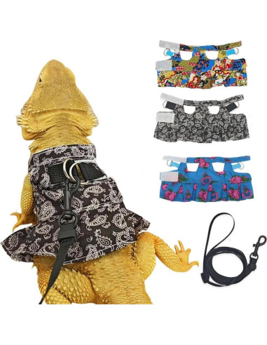 Conjunto Arnés y Correa FORZENA para Reptiles Negro M