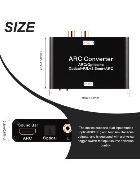 Convertidor de Audio Digital a Analógico DAC Blackonvlm 9x5.8cm