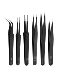 Juego de Pinzas de Precisión ESD Bonsicoky 6 PZS Acero Inoxidable