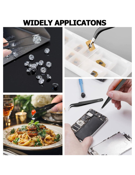 Juego de Pinzas de Precisión ESD Bonsicoky 6 PZS Acero Inoxidable