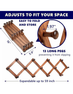 Perchero de Pared Expandible Amber Home 13 Ganchos Retro 2