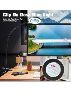 Lupa de Escritorio con Luz Yeegras 10x y Brazo Flexible 2