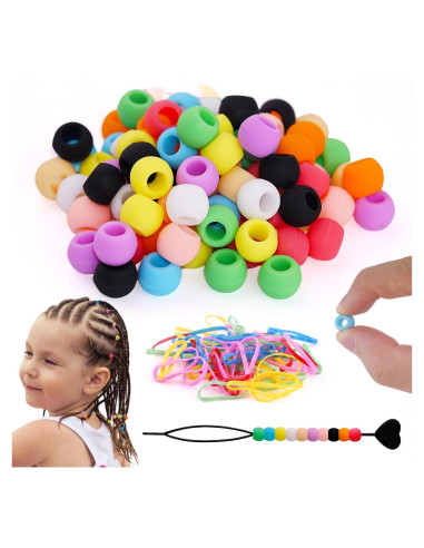 100 Perlas de Silicona para Cabello Jyukan - Accesorios Coloridos