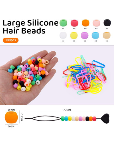 100 Perlas de Silicona para Cabello Jyukan - Accesorios Coloridos