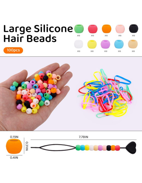 100 Perlas de Silicona para Cabello Jyukan - Accesorios Coloridos