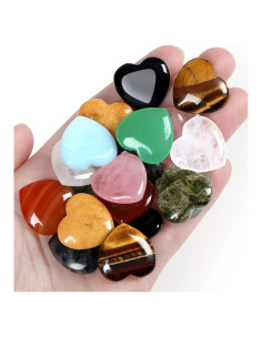 Conjunto de 10 Cristales Corazón QINJIEJIE - Cuarzo Rosa y Más