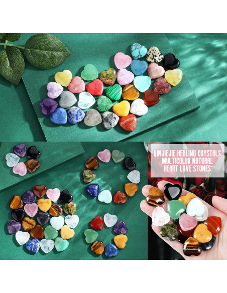 Conjunto de 10 Cristales Corazón QINJIEJIE - Cuarzo Rosa y Más