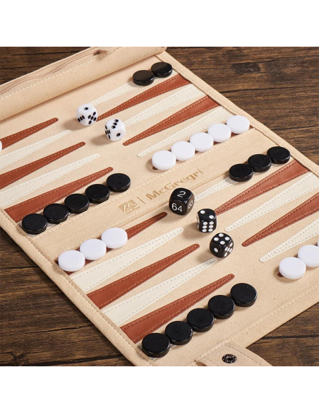 Juego de Backgammon Portátil McGregri - Plegable y Ligero