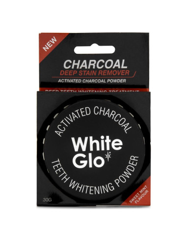 Polvo Blanqueador de Dientes White Glo 30g - Carbón Activado Menta
