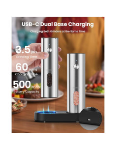 Juego de Molinillos Eléctricos de Sal y Pimienta Chunyee 105g 2