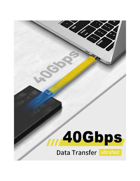 Cable corto USB C a USB C Duttek 12.7cm 40Gbps 8K 100W PD