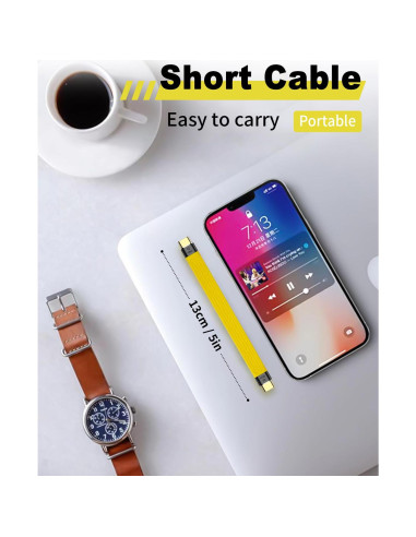 Cable corto USB C a USB C Duttek 12.7cm 40Gbps 8K 100W PD