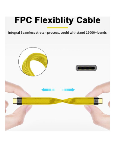 Cable corto USB C a USB C Duttek 12.7cm 40Gbps 8K 100W PD