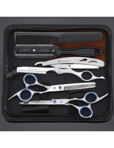 Kit de Tijeras de Barbero Marhaba AS - 10 Piezas Profesionales